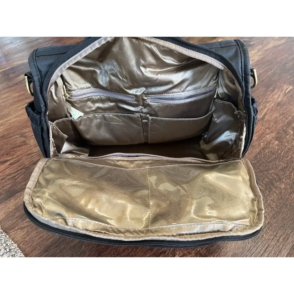 JuJuBe Multi-Pocket Black Gold Convertible Diaper Bag Organizer Tote Flawed